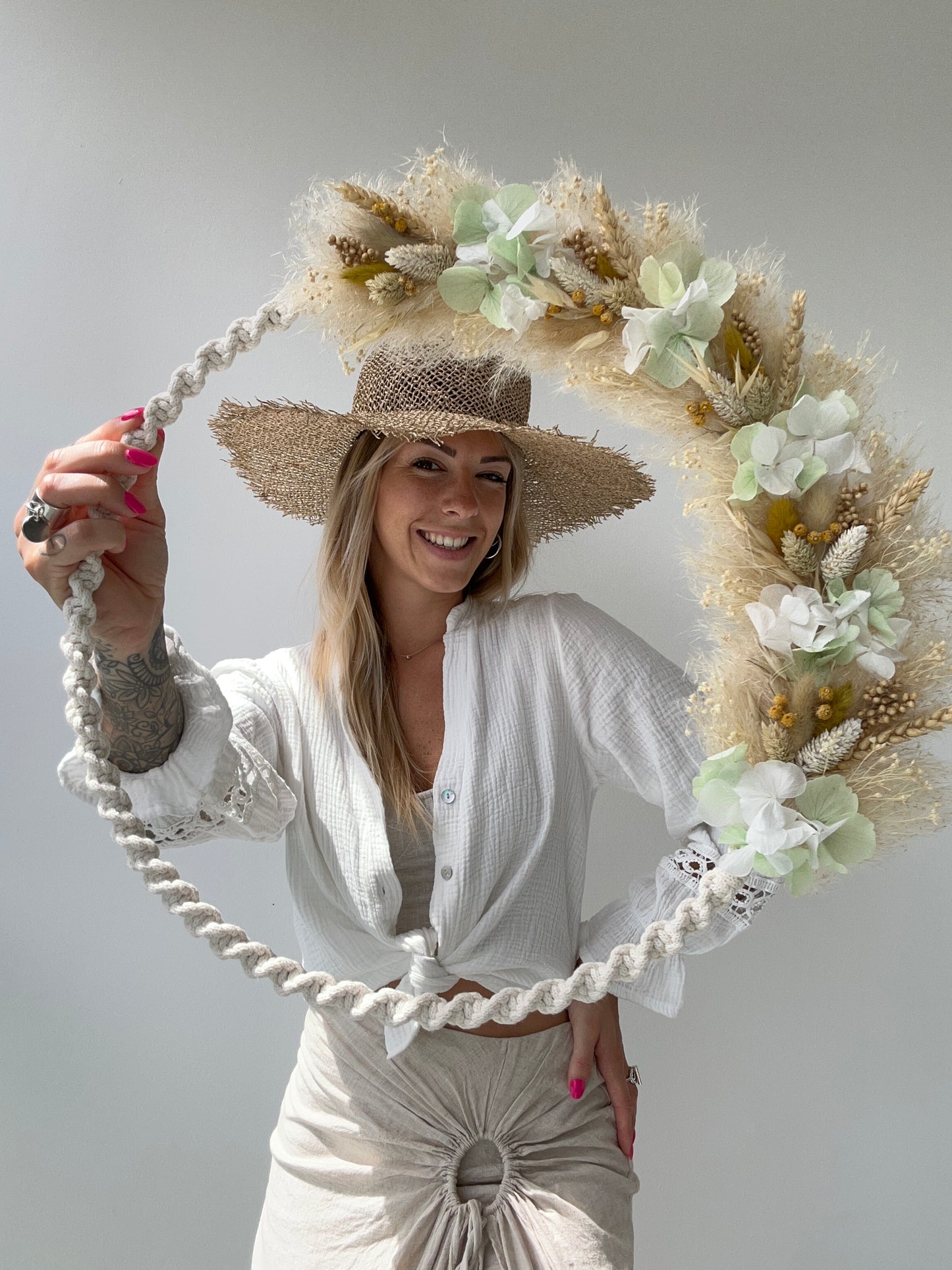 Couronne Paloma macramé & fleurs séchées