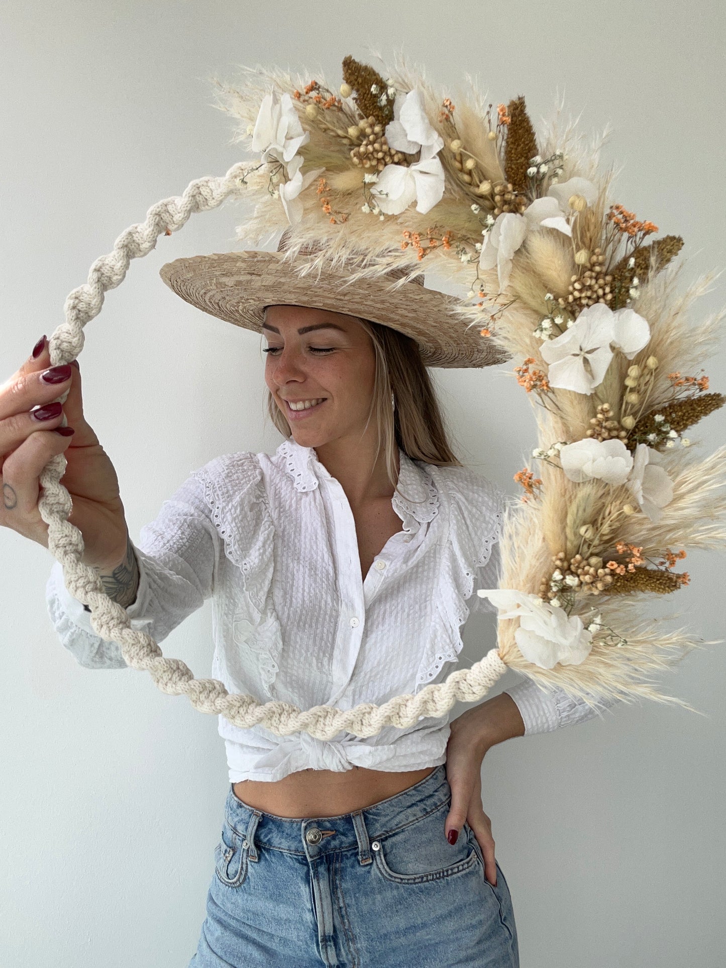 Couronne Fanny macramé & fleurs séchées