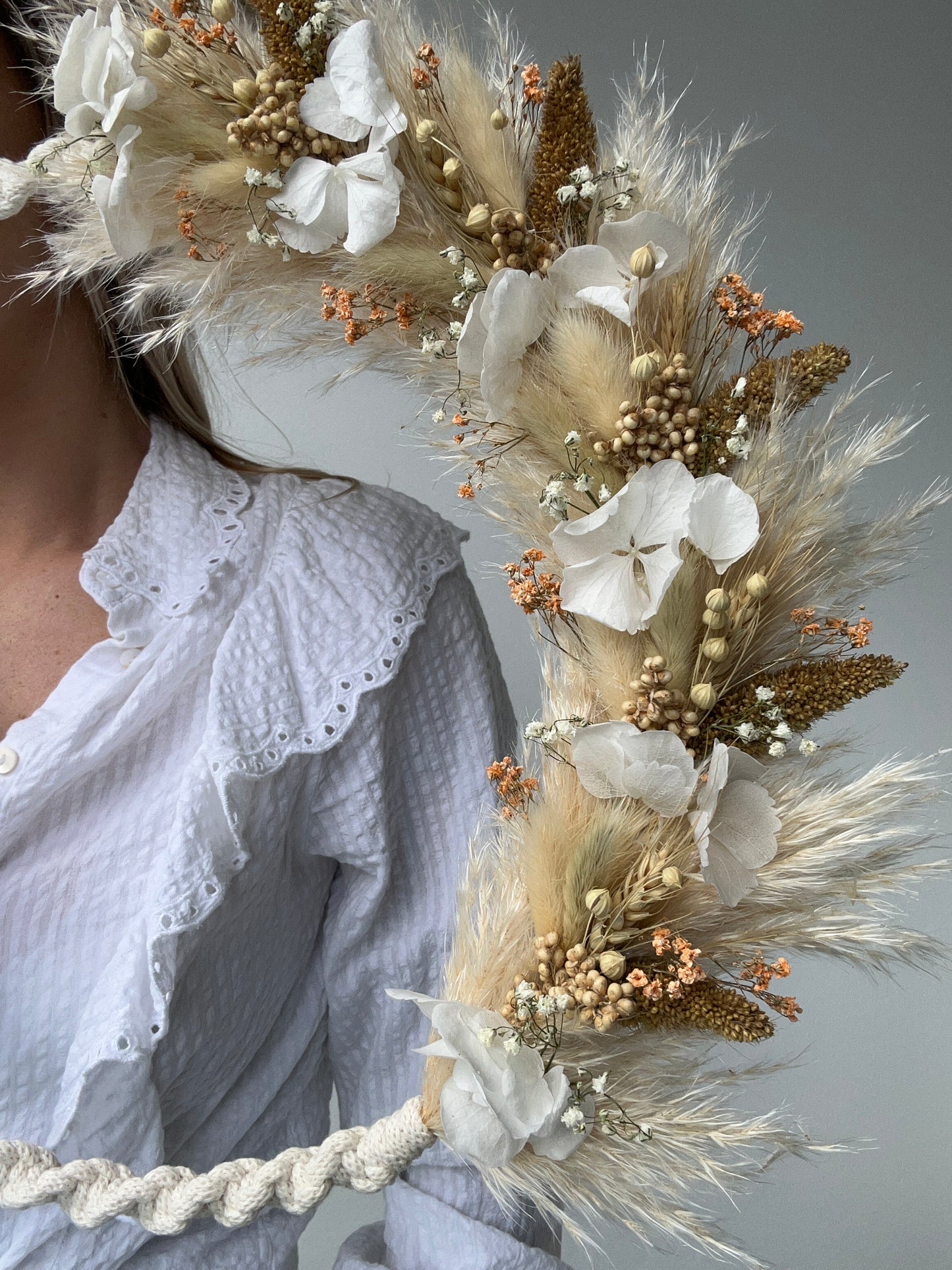 Couronne Fanny macramé & fleurs séchées
