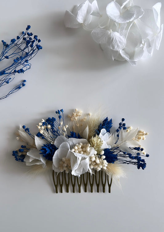 Peigne fleuri bleu /M