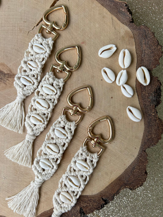 Porte clef macramé & coquillages