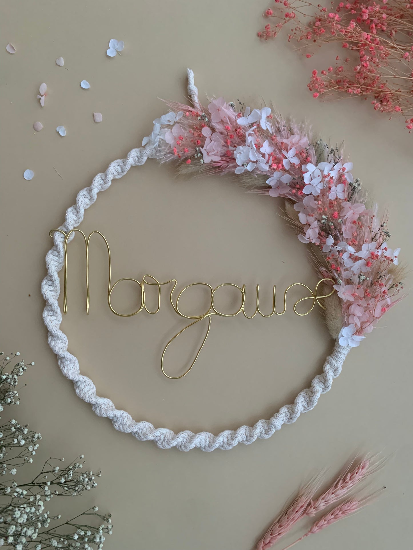 Couronne Margaux macramé & fleurs séchées