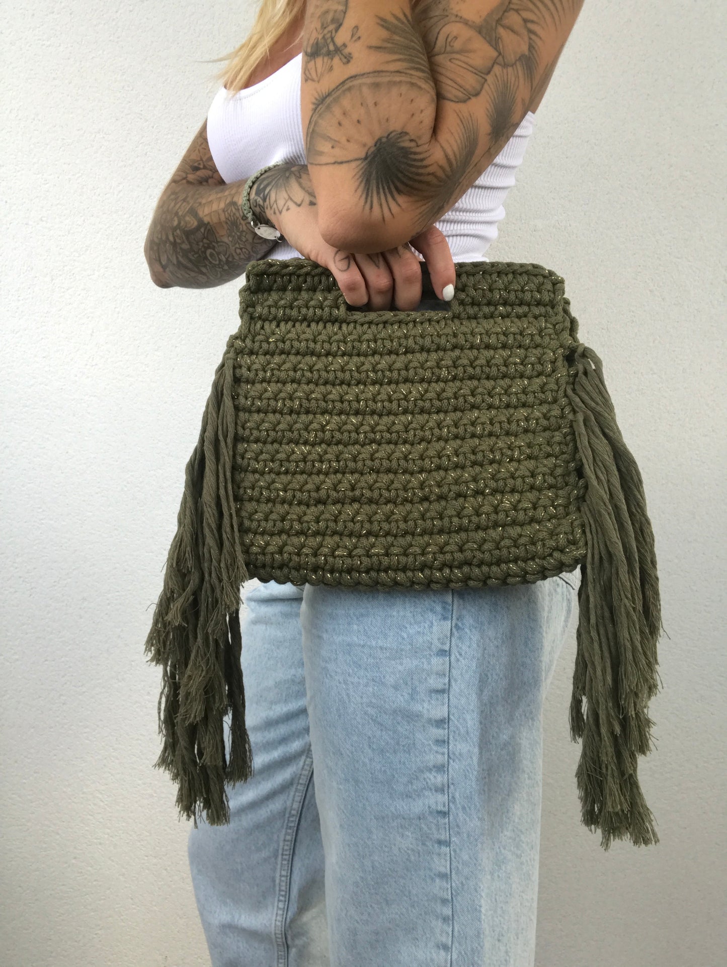 Sac kaki macramé